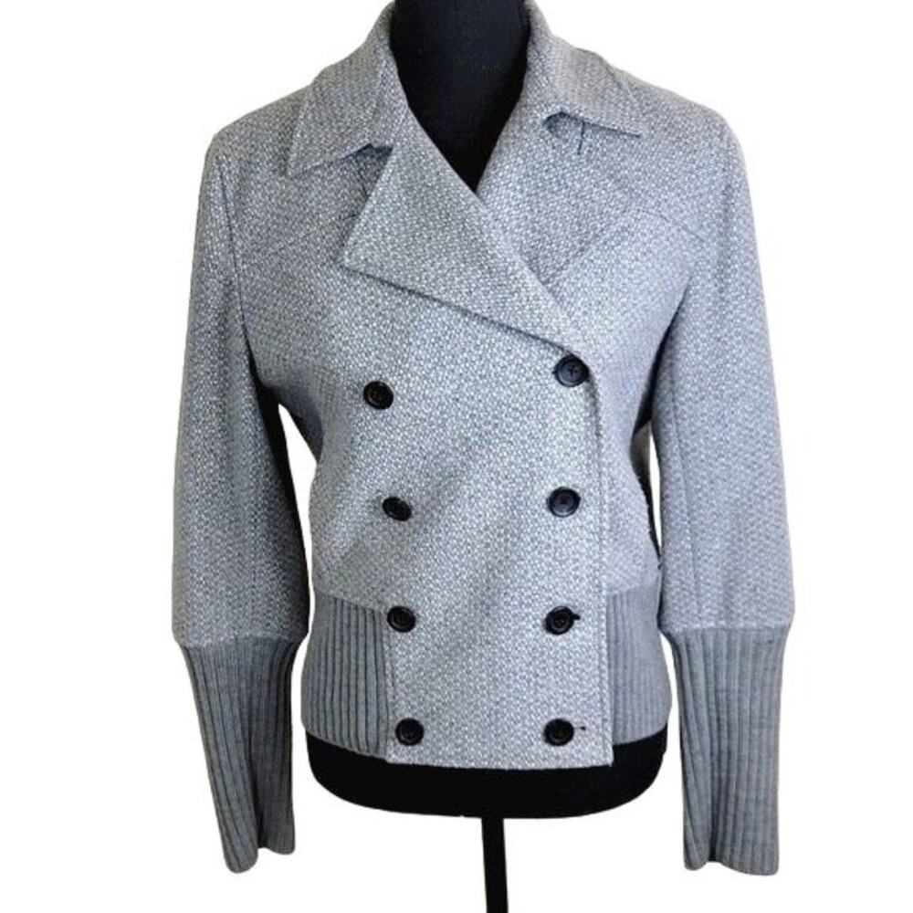 Ellen Tracy Women's Peacoat Double Breasted Wool Jacket Grey size XS